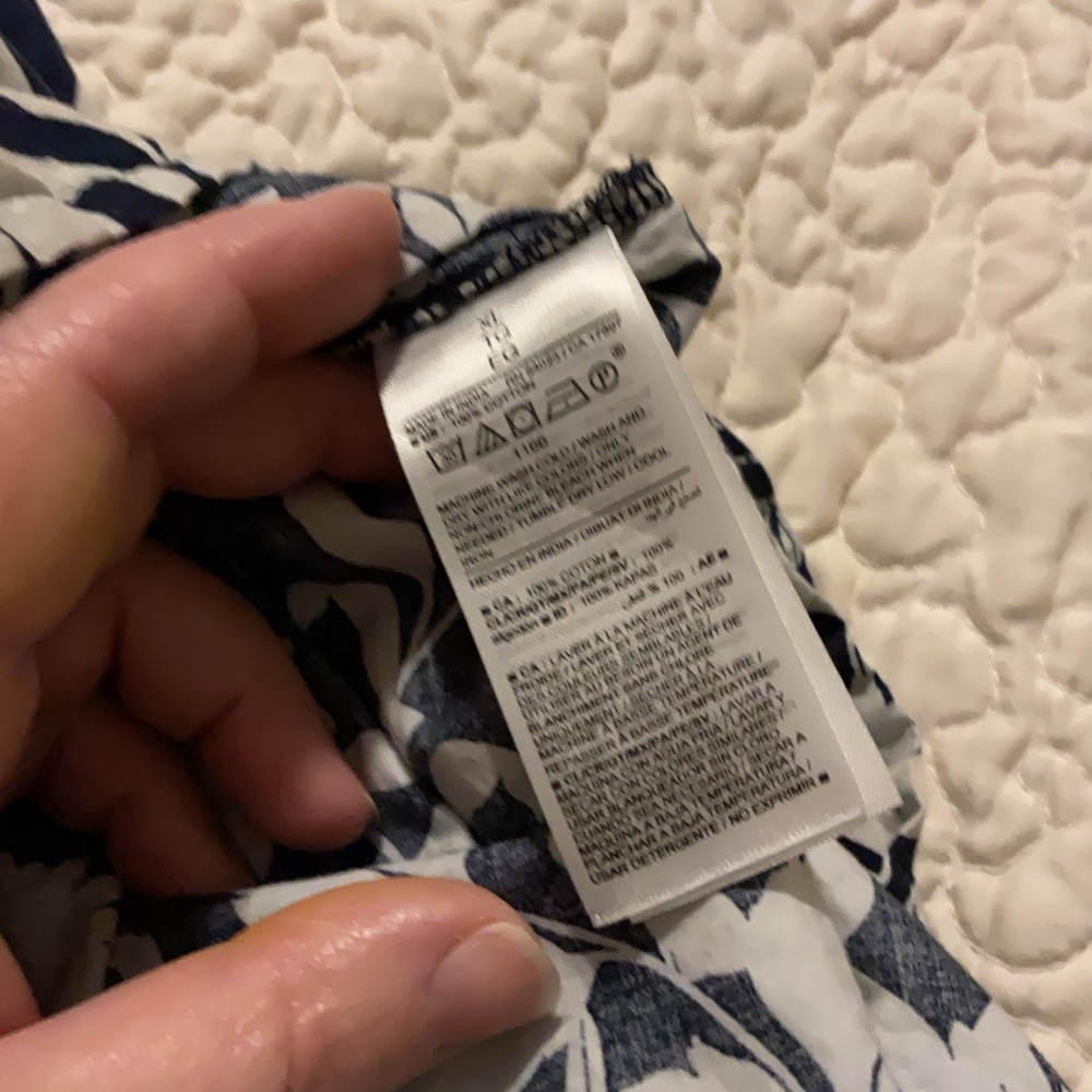 Chico's Navy and White Floral Blouse
